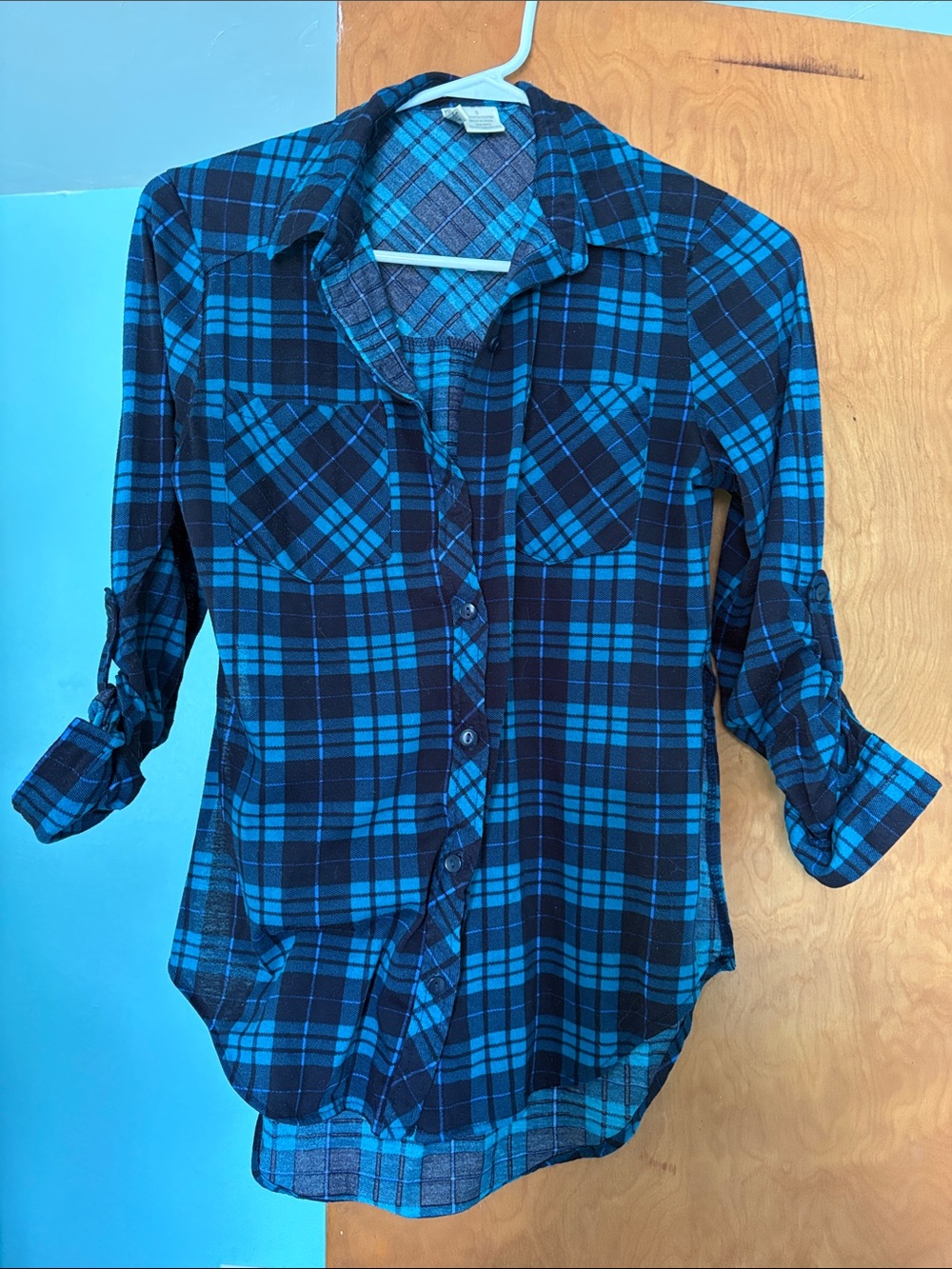 Passport Blue and Black Plaid Button-Down Shirt